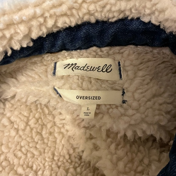 Madewell Oversized Donaway Wash Snap Button Sherpa Lined Denim Jean Jacket - Picture 6 of 9